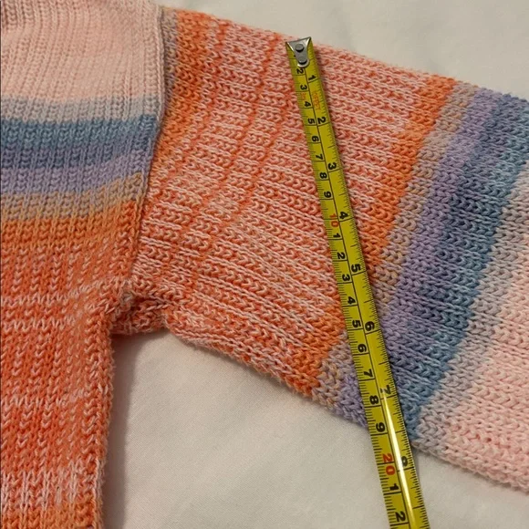 Loft pink & blue Ombre Striped V-Neck Sweater SZ L cotton blend casual weekend - Picture 8 of 11